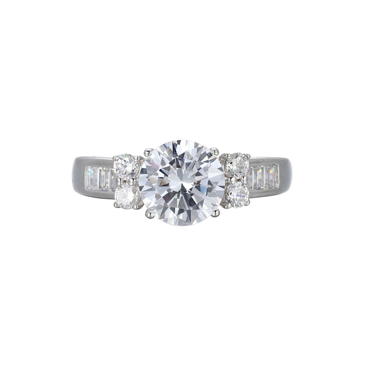 White Cubic Zirconia Rhodium Over Sterling Silver 3 Pieces Bridal Set
Rings 4.28ctw