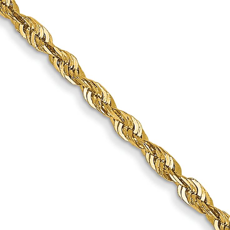 14k Yellow Gold 1.5mm Diamond-cut Rope 16 Inch Chain