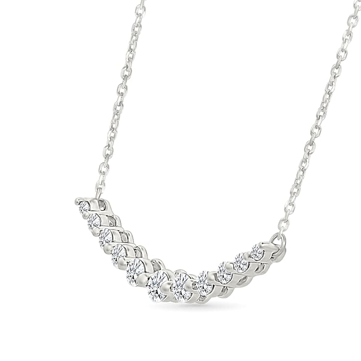 Graduated Diamond Bar Necklace In 10K White Gold