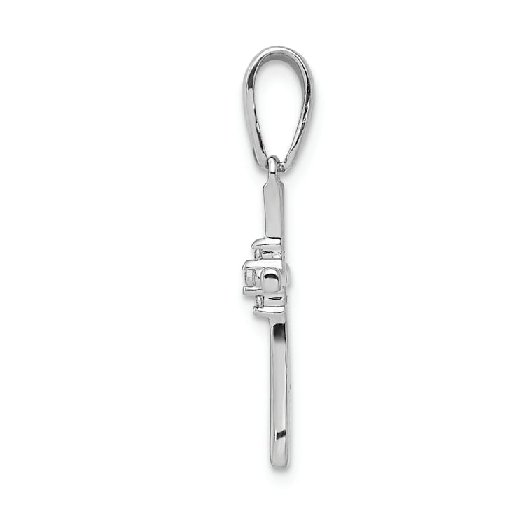 Rhodium Over 14K White Gold 0.02ct. Diamond Cross Pendant