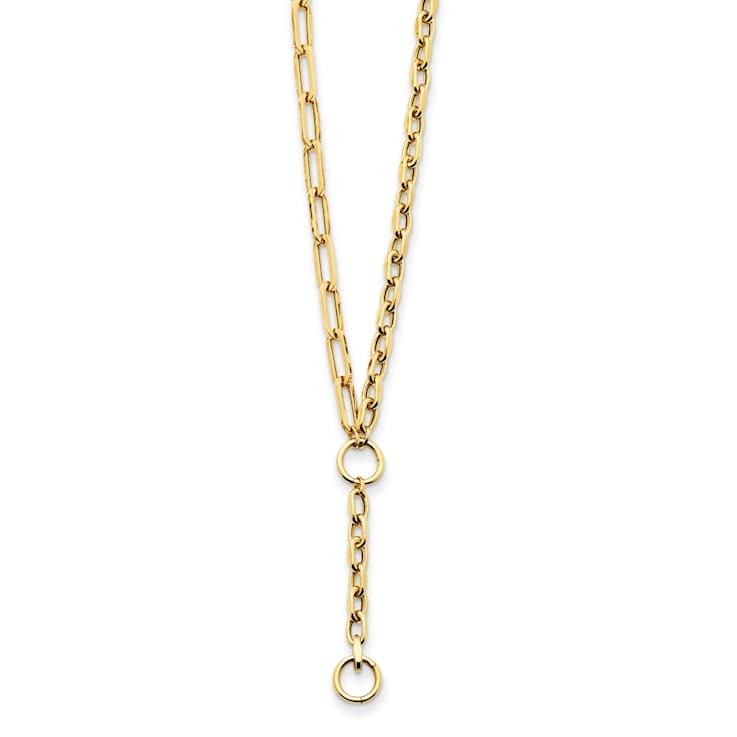 14K Yellow Gold Paperclip Link Y-drop 18-inch Lariat Necklace