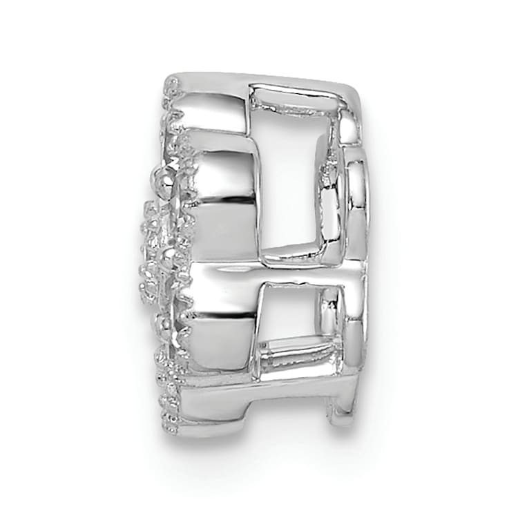 Rhodium Over 14K White Gold Lab Grown Diamond SI1/SI2, G H I, Floral
Chain Slide Pendant 0.25ctw