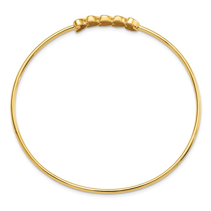 14k Two-tone Gold Polished Diamond-Cut Hearts Slip-On Bangle