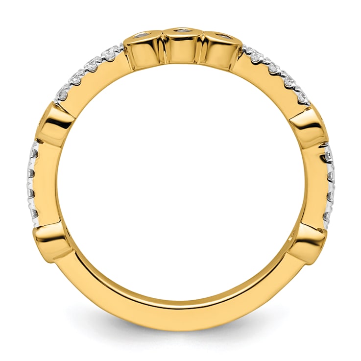 14K Yellow Gold Stackable Expressions White Topaz and Diamond Ring 0.285ctw