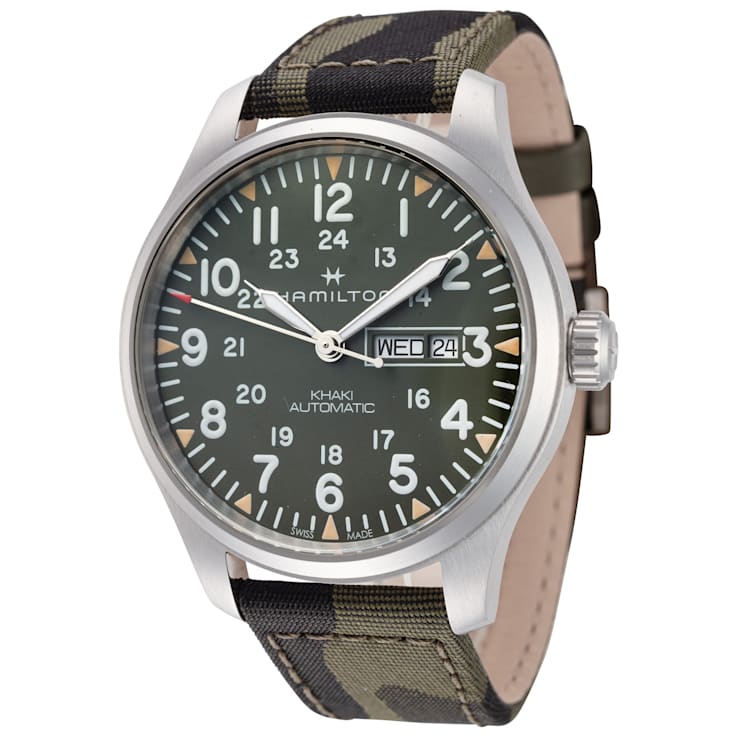 Hamilton Men s Khaki Field 42mm Automatic Green Dial Green Fabric