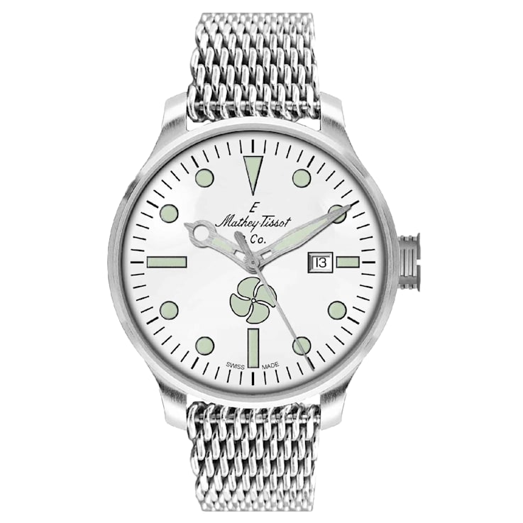 Mathey Tissot Men's Elica White Dial, Stainless Steel Watch