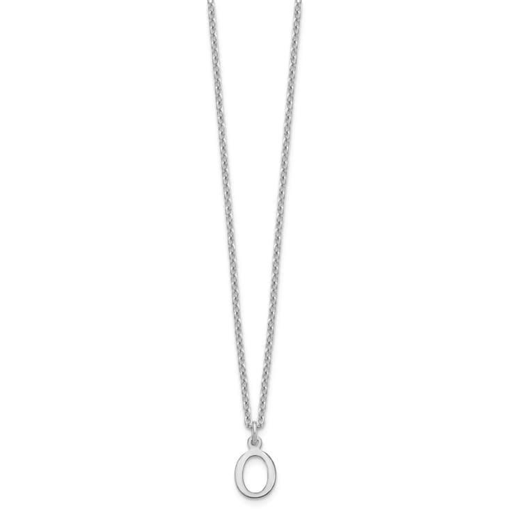 Rhodium Over Sterling Silver Cutout Letter O Initial Necklace