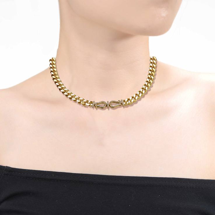 CZ Pave Miami Cuban Chain Door Knocker Necklace In 14K Gold Over Brass
18 Inch