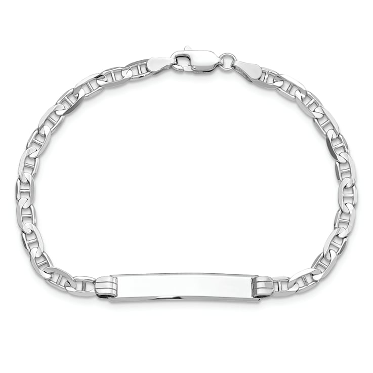 Rhodium Over 14k White Gold Mariner Link ID Bracelet