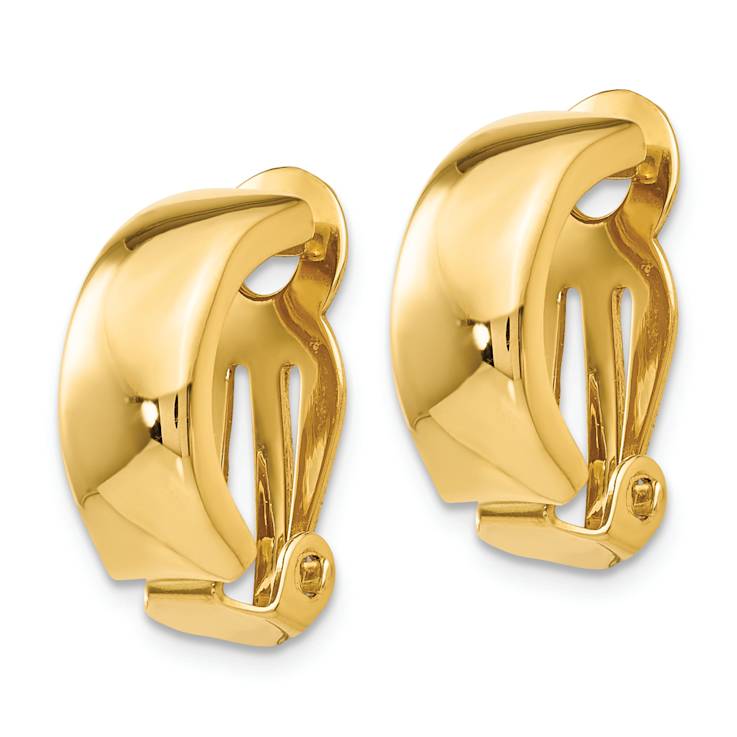 14k Yellow Gold Non-Pierced Polished 11/16" J-Hoop Earrings