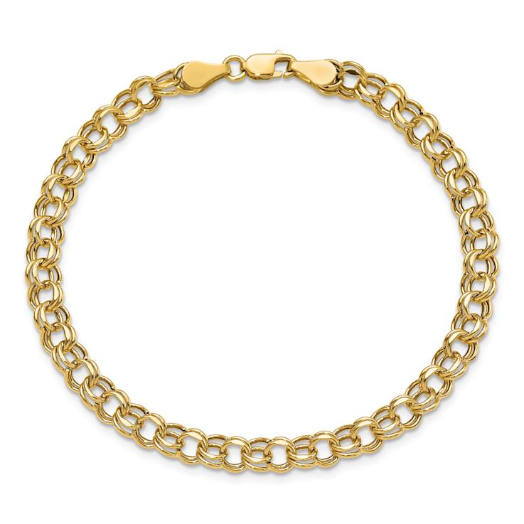 14k Yellow Gold 5mm Diamond-Cut Double Link Bracelet