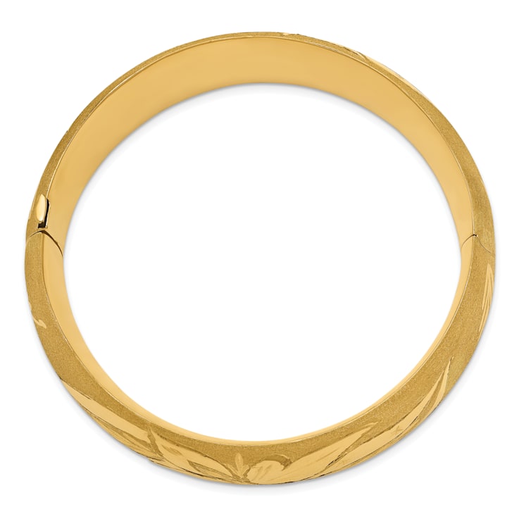 14k Yellow Gold 20mm Diamond-Cut and Brushed 13/16 Oversize Florentine
Hinged Bangle Bracelet