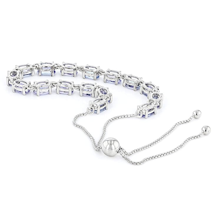 Tanzanite Bolo Tennis Bracelet In Sterling Silver 6.39ctw