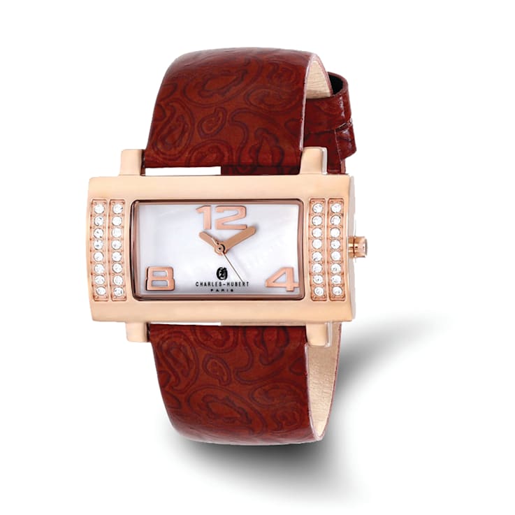 Ladies Charles Hubert Stainless Brown Leather 40x23mm Watch