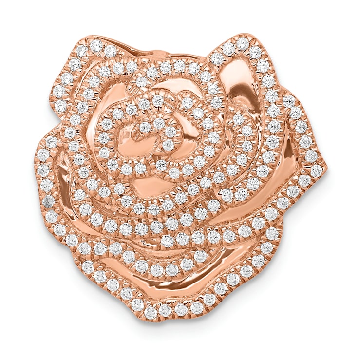14k Rose Gold Diamond Fancy Flower Chain Slide