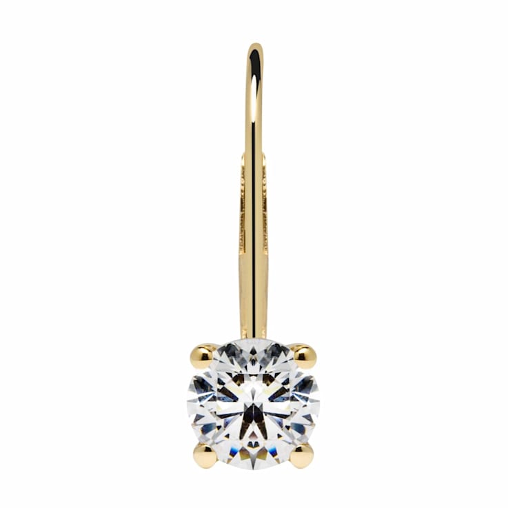 White Cubic Zirconia 14k Yellow Gold Earrings With Velvet Gift Box 1.00ctw