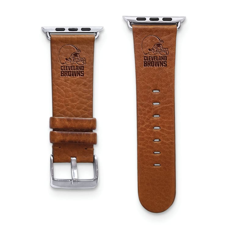 Gametime Cleveland Browns Leather Band Fits Apple Watch (38/40mm S/M Tan). Watch Not included.