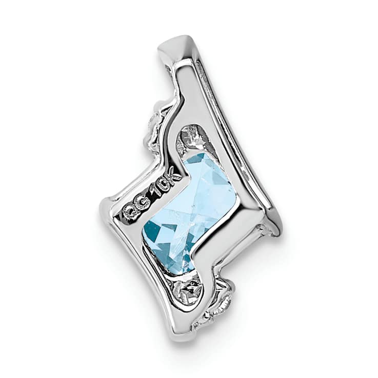 Rhodium Over 10k White Gold 0.5 ctw Cushion Aquamarine and Diamond Chain
Slide Pendant