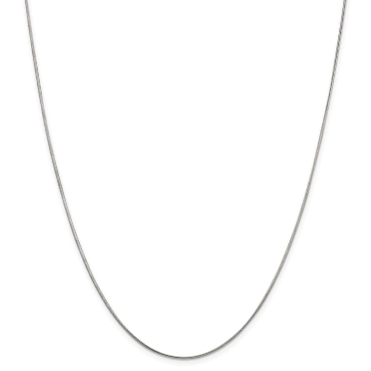 Rhodium Over Sterling Silver 1mm Round Snake Chain