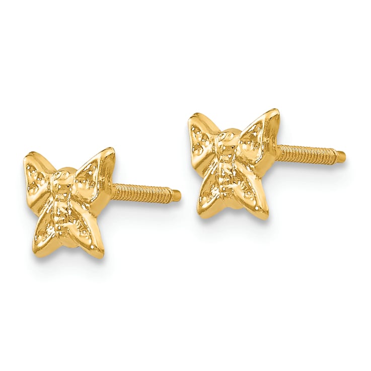 14K Yellow Gold Butterfly Screwback Earrings