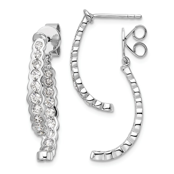 Rhodium Over 14K White Gold Lab Grown Diamond Front and Back Post Dangle Earrings