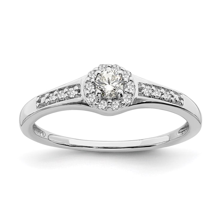 Rhodium Over 10K White Gold Lab Grown Diamond Cluster Engagement Ring 0.211ctw