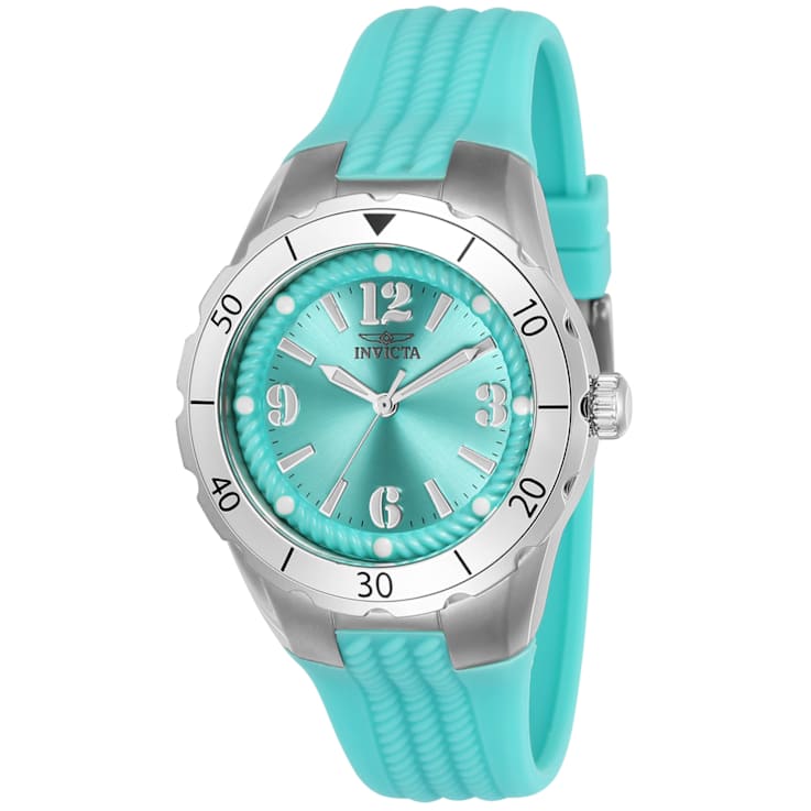 Invicta Angel 38mm Light Blue Dial and Silicone Band Quartz Watch