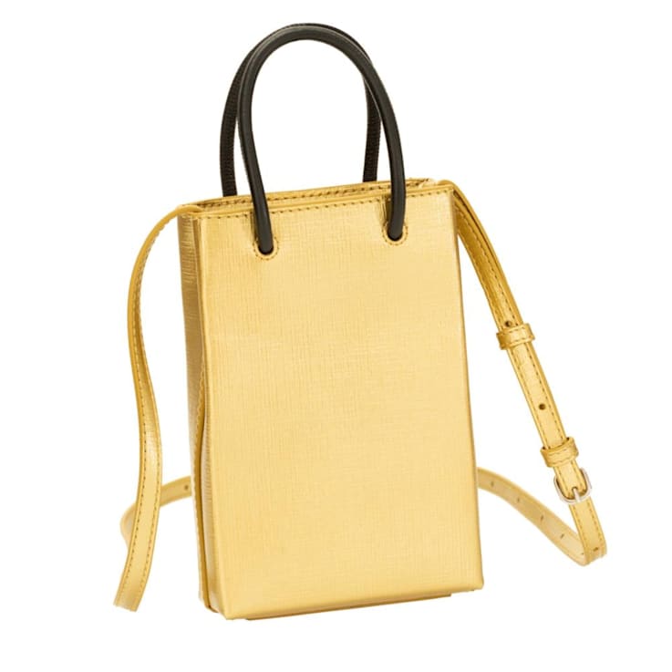 Balenciaga Gold Calfskin Leather Shopper Crossbody Bag 14RYBA