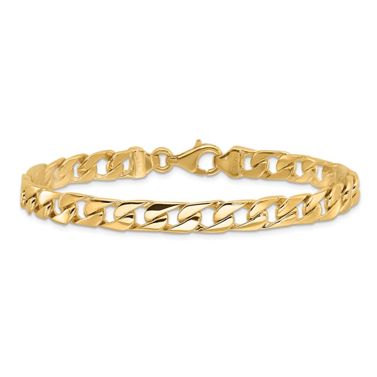 14K Yellow Gold 6.5mm Hand-Polished Fancy Link Bracelet