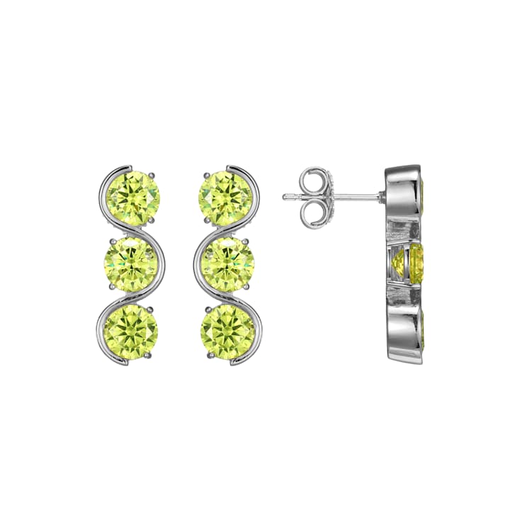 Green Cubic Zirconia Platinum Over Silver November Birthstone Earrings 7.76ctw