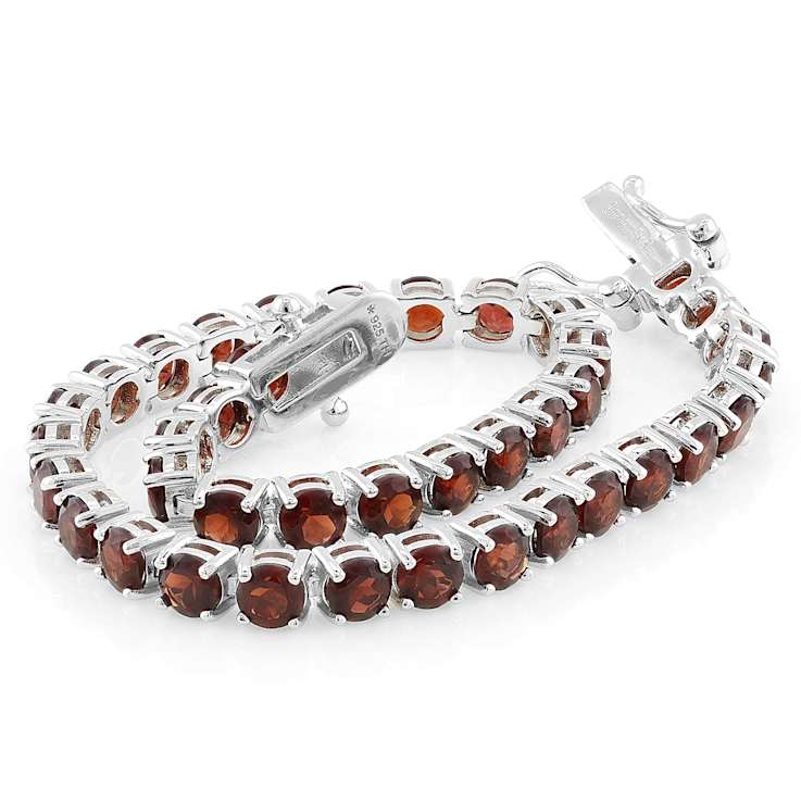 Red Garnet Tennis Bracelet In Sterling Silver 11.70ctw