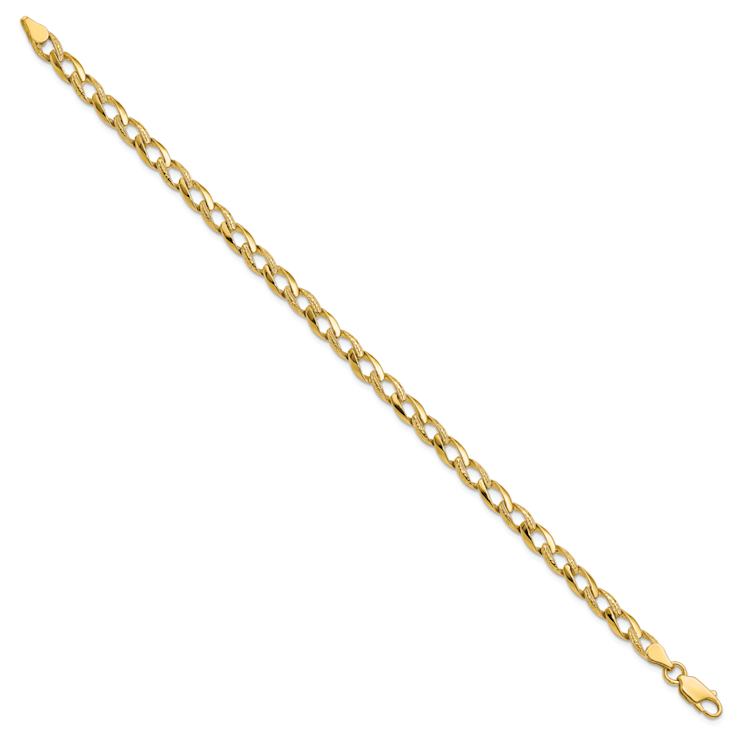 10k Yellow Gold 5.25mm Textured Fancy Link Bracelet