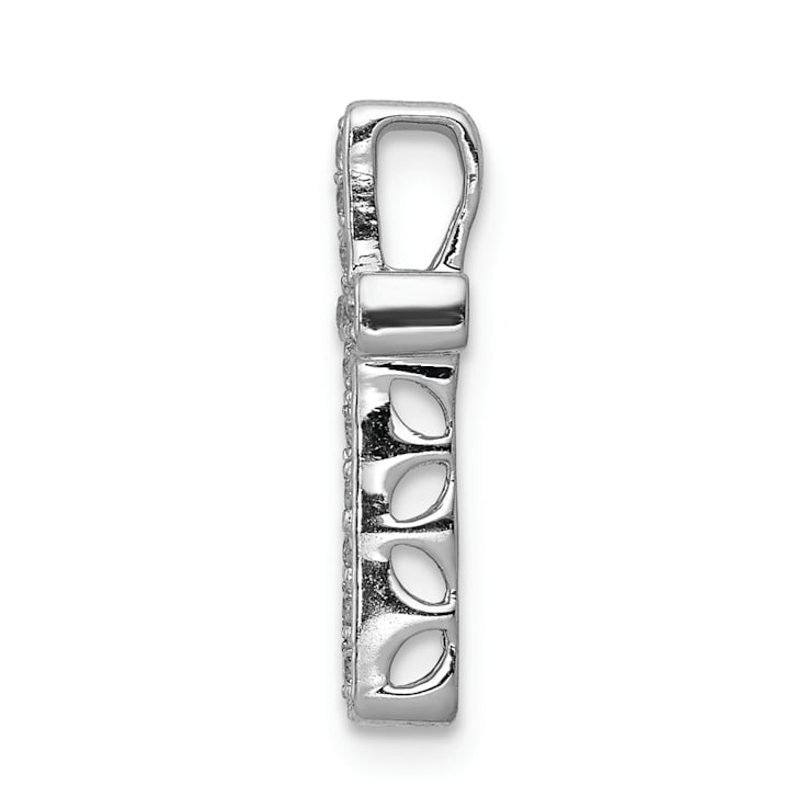 Rhodium Over 14K White Gold 1/6ct. Diamond Latin Cross Chain Slide