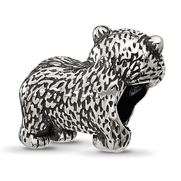 Sterling Silver Antiqued Bear Bead
