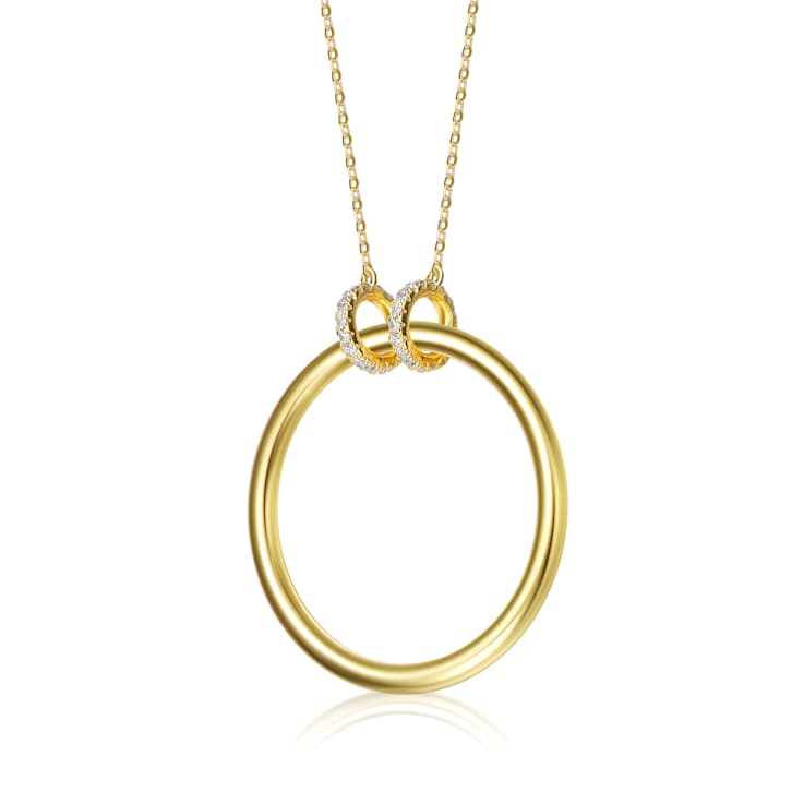 CZ Halo Solitaire Pendant In 14K Gold Over Sterling Silver