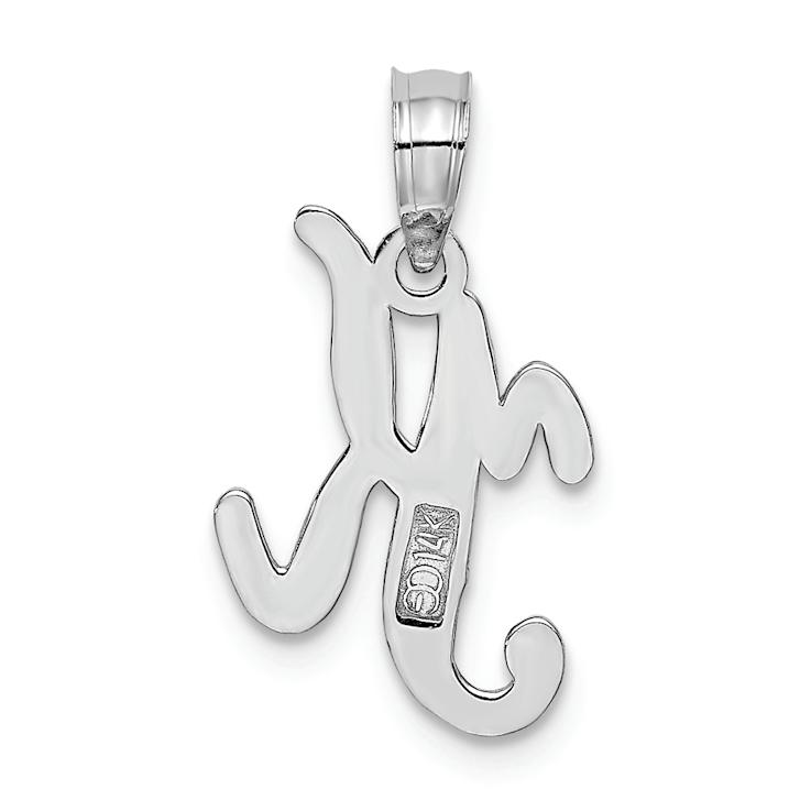 Rhodium Over 14k White Gold Polished Script Letter K Initial Pendant