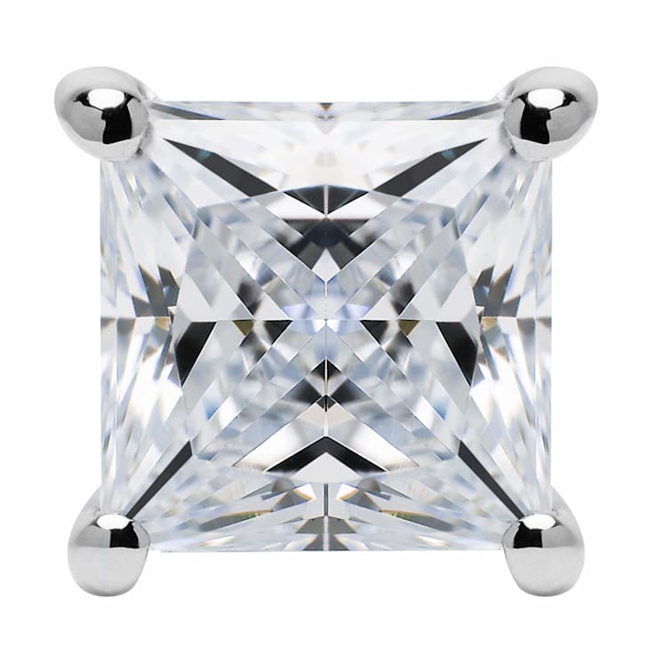 White Cubic Zirconia 14k White Gold Single Stud With Velvet Gift Box 0.50ctw