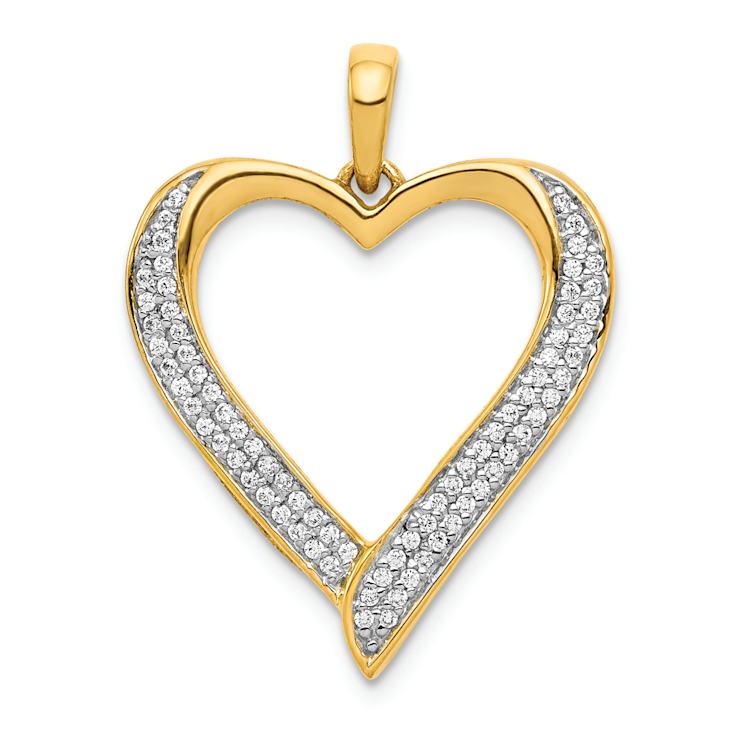14K Two-tone Gold Gold Diamond Heart Pendant