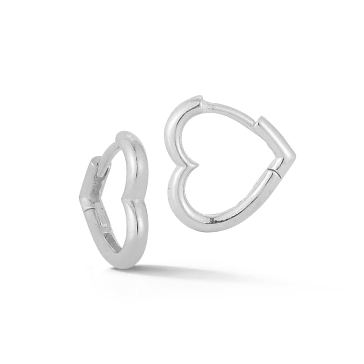 Sterling Statements Rhodium Over Sterling Silver Small Heart Shaped
Huggie Hoop Earrings