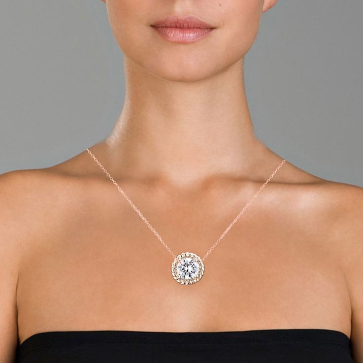 CZ Solitaire Pendant In Sterling Silver