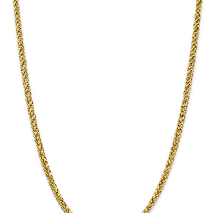 14k Yellow Gold 4.65mm 3-Wire Wheat Link 26 Inch Chain