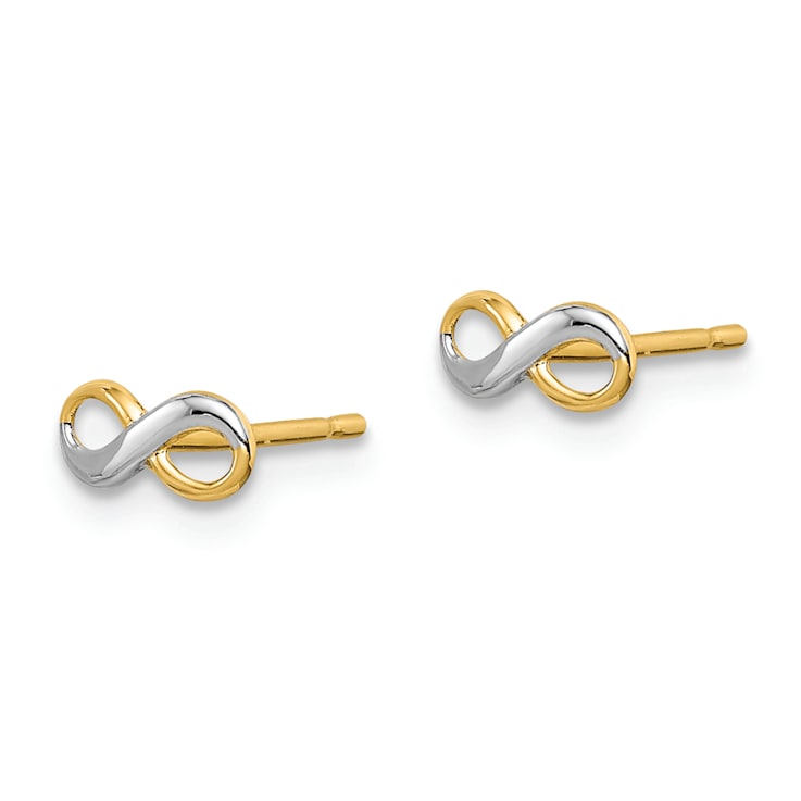 Rhodium Over 14k Yellow Gold Infinity Post Earrings