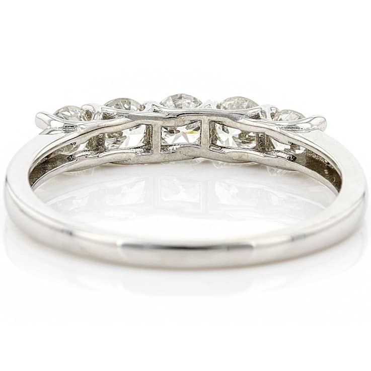 Lab-Grown Diamond Five-Stone Band Ring In 14K White Gold 0.75ctw