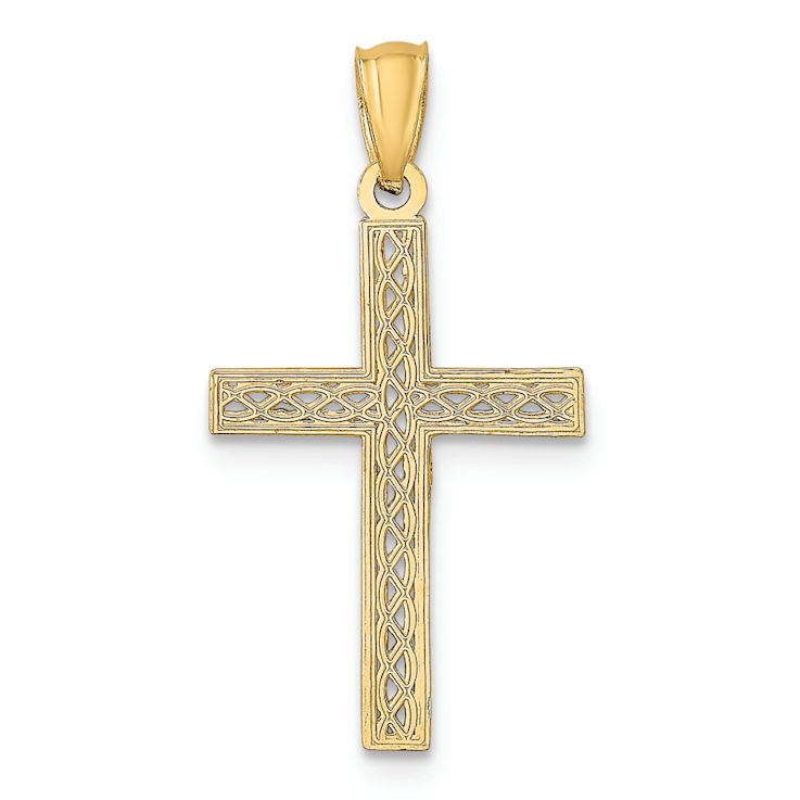 14k Yellow Gold Filigree Cross Pendant
