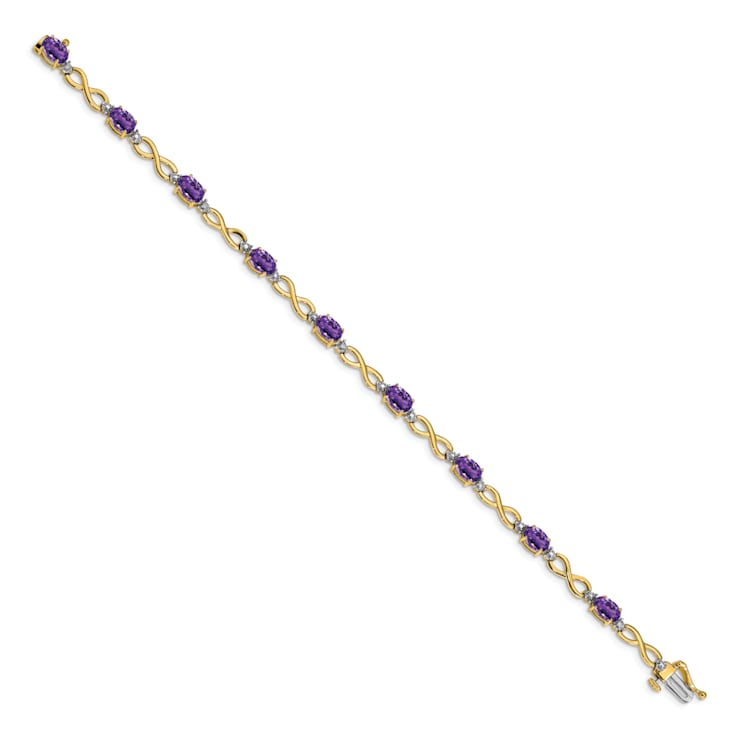 14k Yellow and White Gold with Rhodium Over 14k Yellow Gold Amethyst and
Diamond Infinity Bracelet