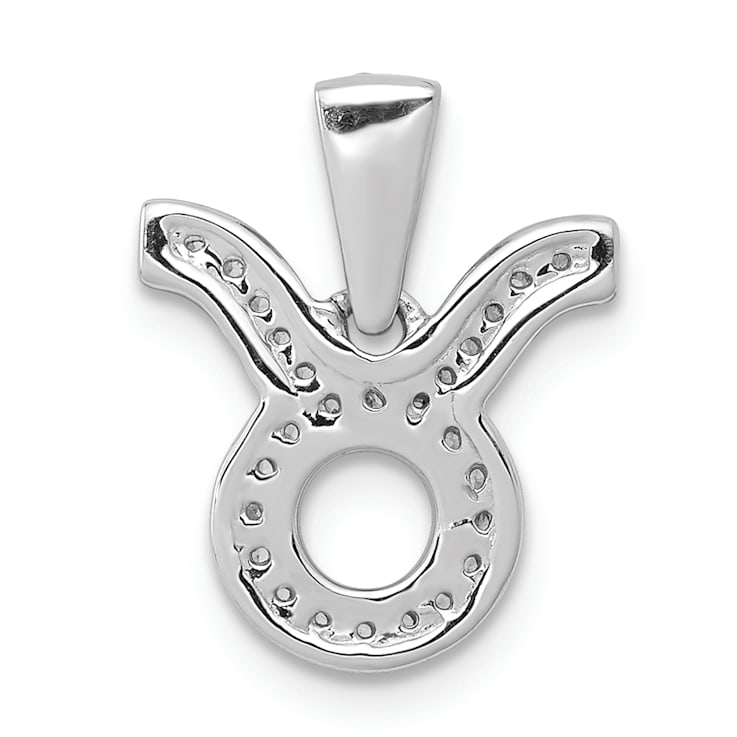 Rhodium Over 14K White Gold Diamond Taurus Zodiac Pendant