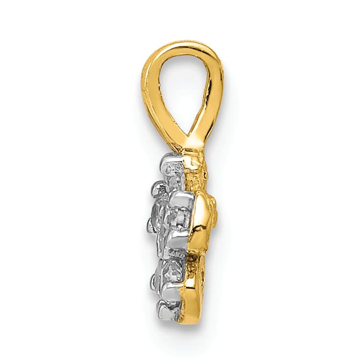 10k Yellow Gold and Rhodium Over 10k Yellow Gold Small Cubic Zirconia
Flower Charm
