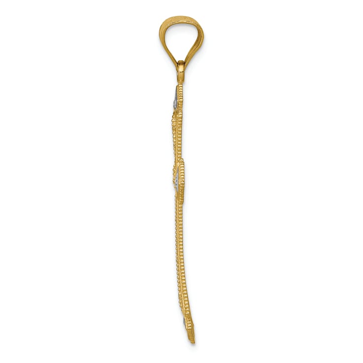 14k Two-tone Gold Diamond-Cut Cross Pendant