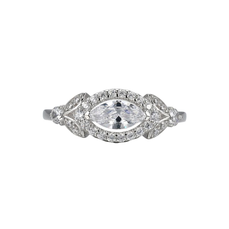 White Cubic Zirconia Rhodium Over Sterling Silver Ring 1.43ctw