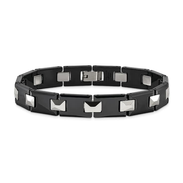 Tungsten and Black Ceramic Polished Bracelet